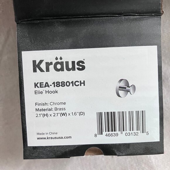 KRAUS Elie 4 Bathroom Robe and Towel Hooks Silver Polished Chrome Set Round Knob - Picture 6 of 6